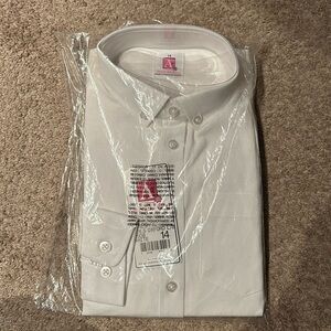 NEW: A+ Simply the Best Girls White Long Sleeve Oxford Shirt size 14